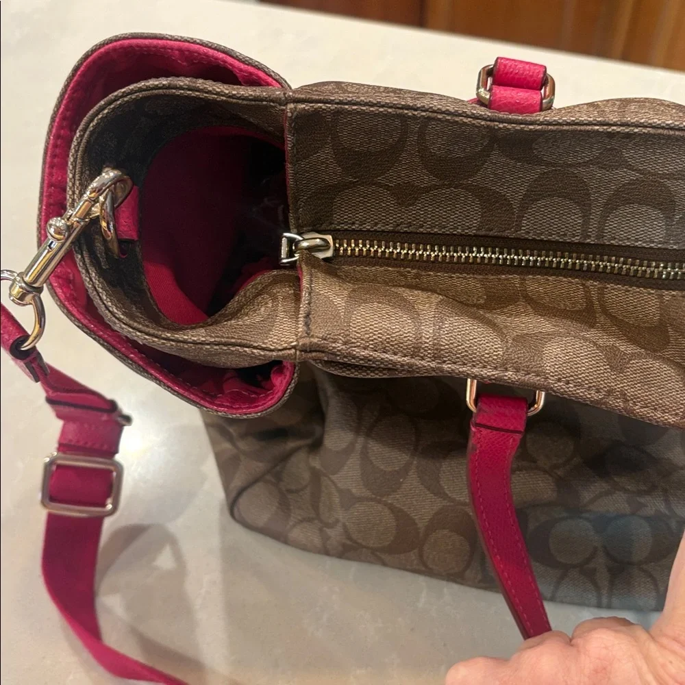 Coach Pink-Trim Signature Diaper Bag - Picture 3 of 4